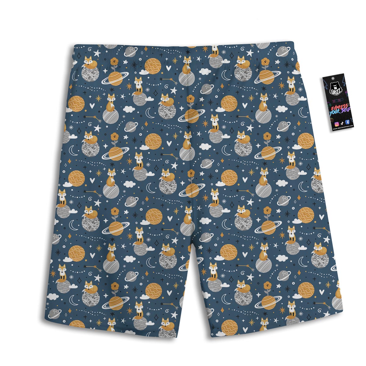 Fox Space Print Pattern Men's Athletic Shorts
