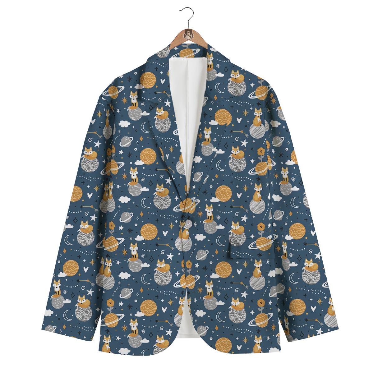 Fox Space Print Pattern Men's Blazer-grizzshop