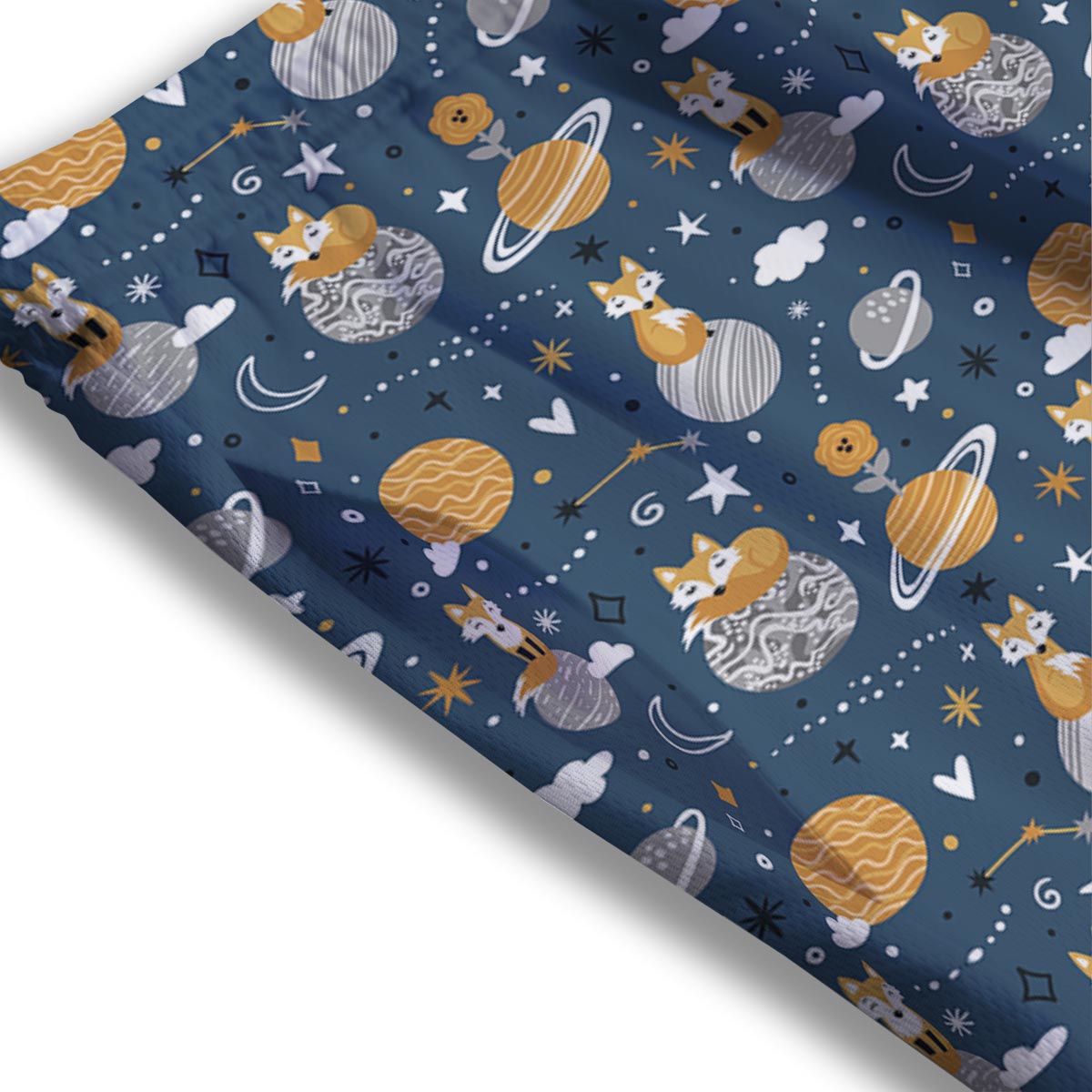 Fox Space Print Pattern Mesh Shorts