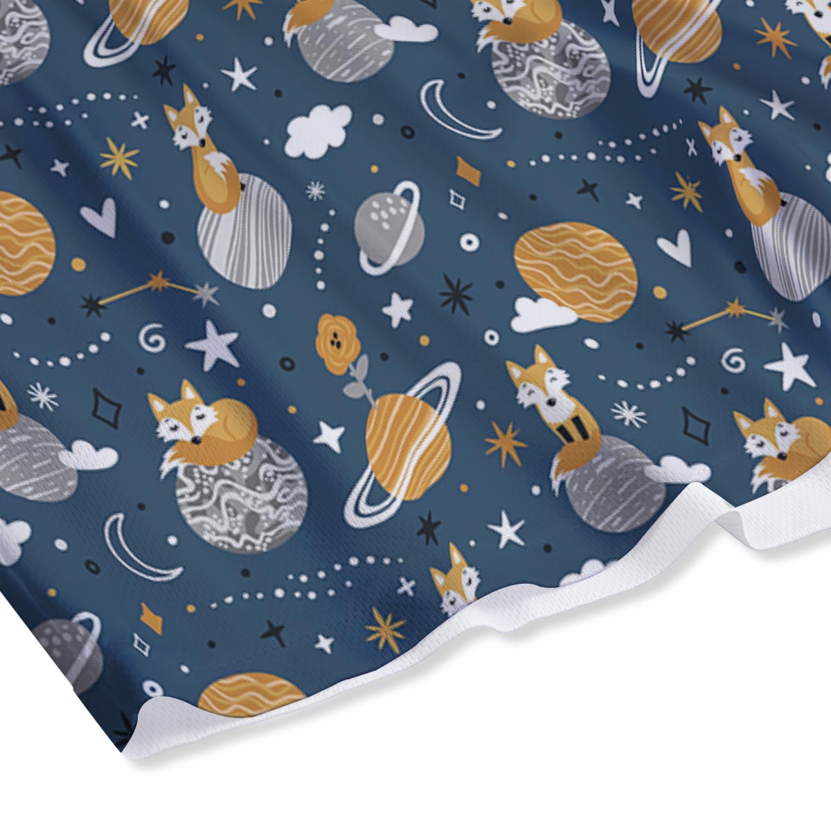 Fox Space Print Pattern Mesh Shorts
