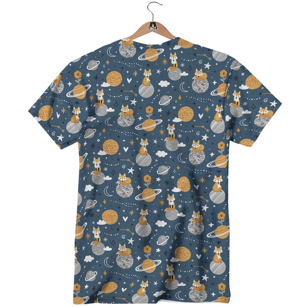 Fox Space Print Pattern T-Shirt-grizzshop