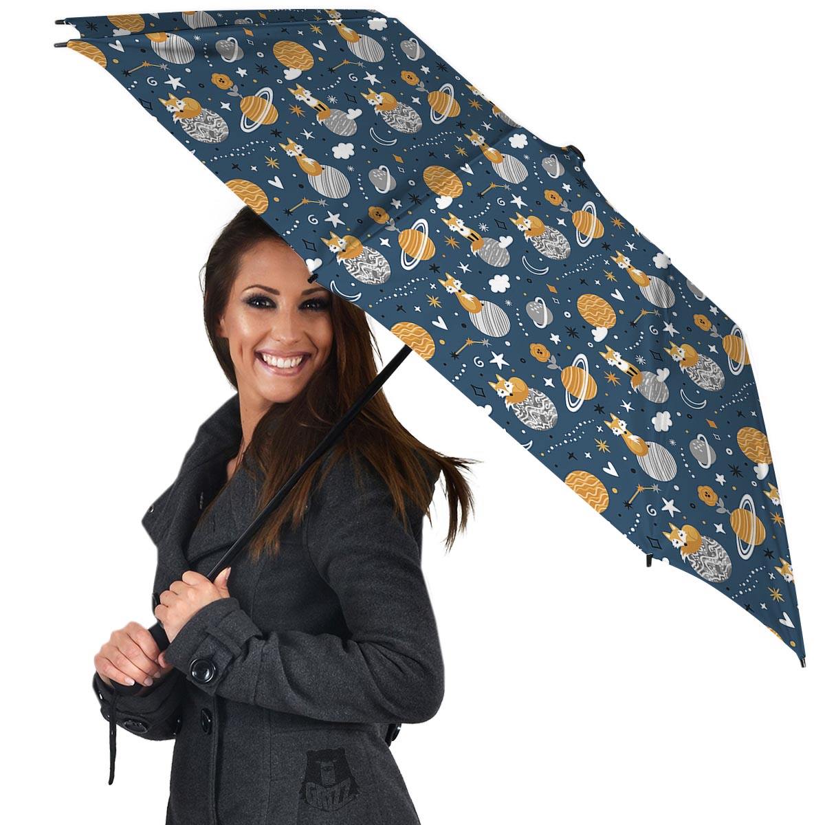Fox Space Print Pattern Umbrella-grizzshop