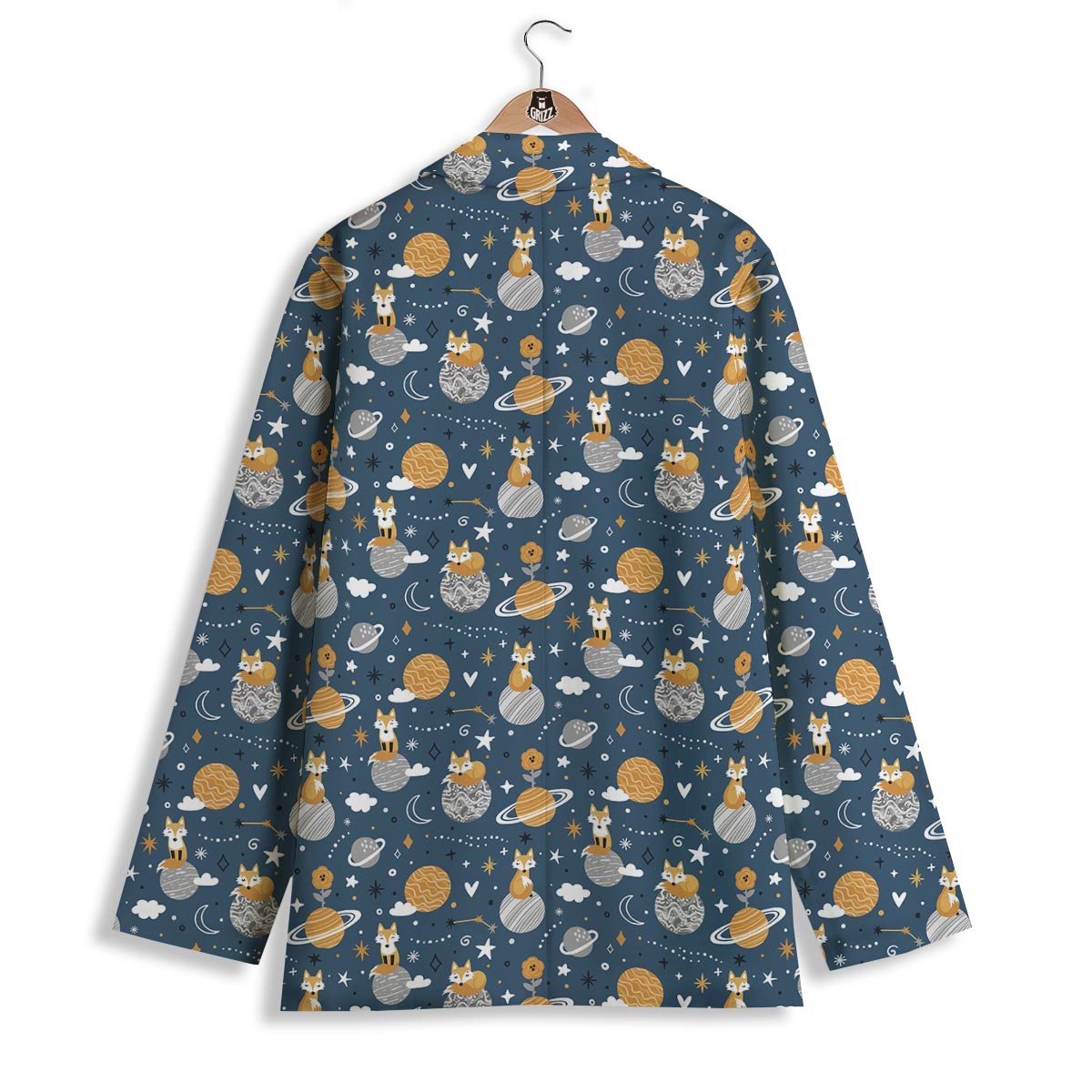 Fox Space Print Pattern Women's Blazer-grizzshop