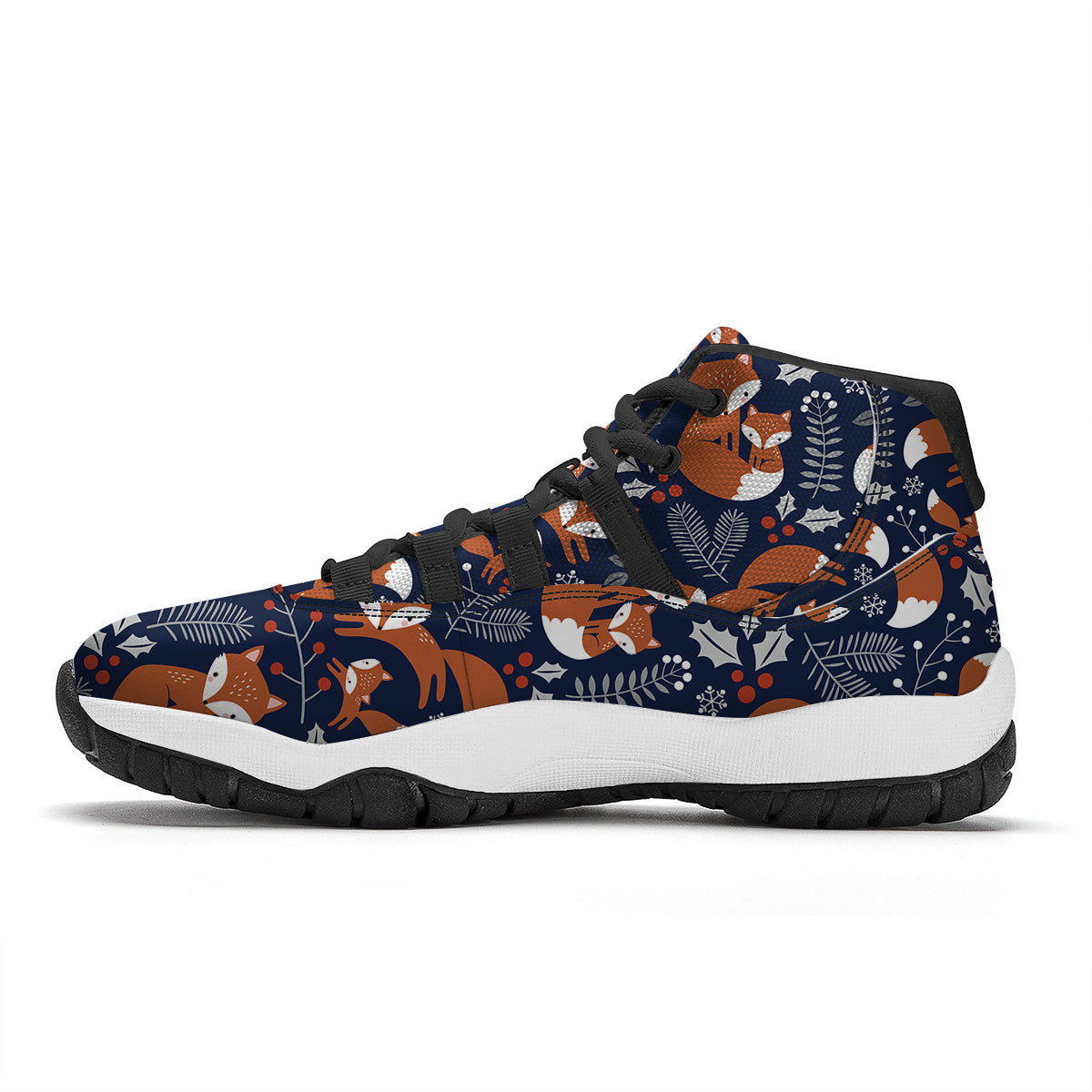 Fox Winter Print Pattern Black Bball Shoes-grizzshop