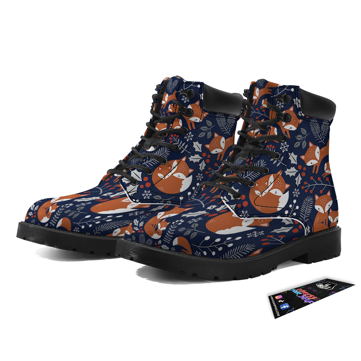 Fox Winter Print Pattern Boots-grizzshop