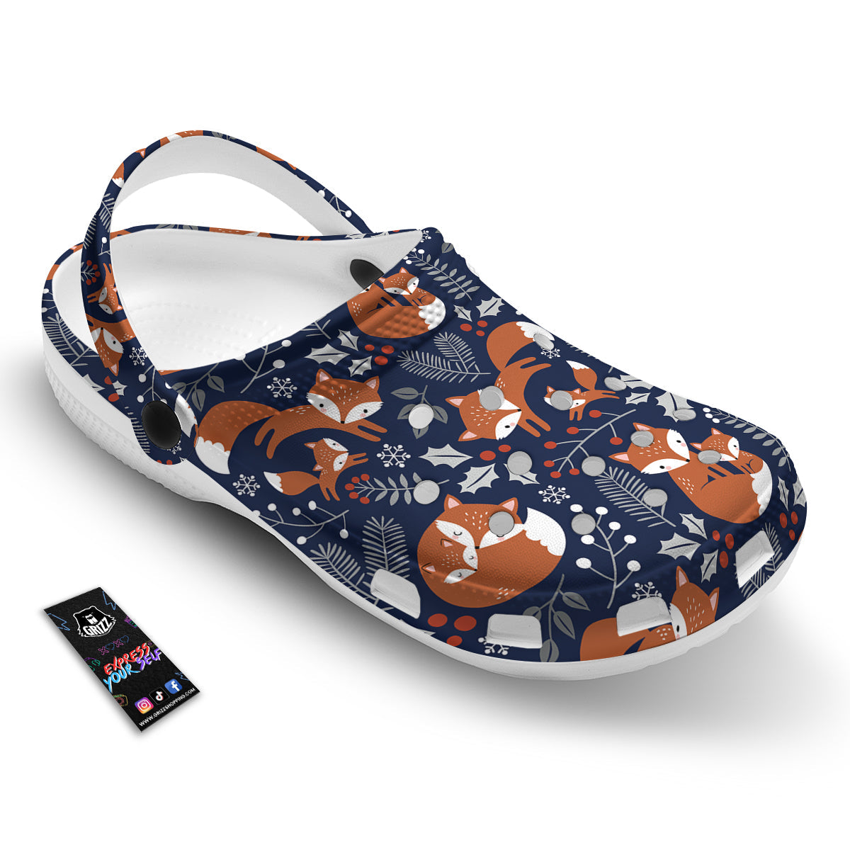 Fox Winter Print Pattern Clog-grizzshop
