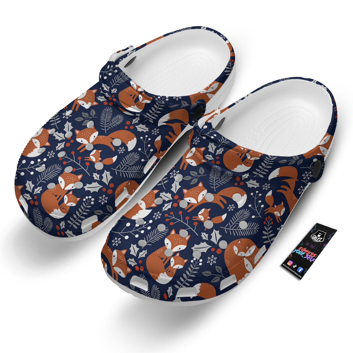Fox Winter Print Pattern Clog-grizzshop