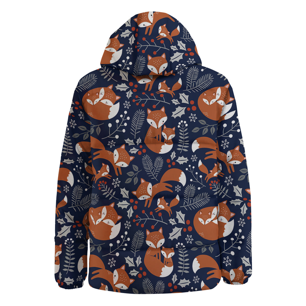 Fox Winter Print Pattern Down Jacket-grizzshop
