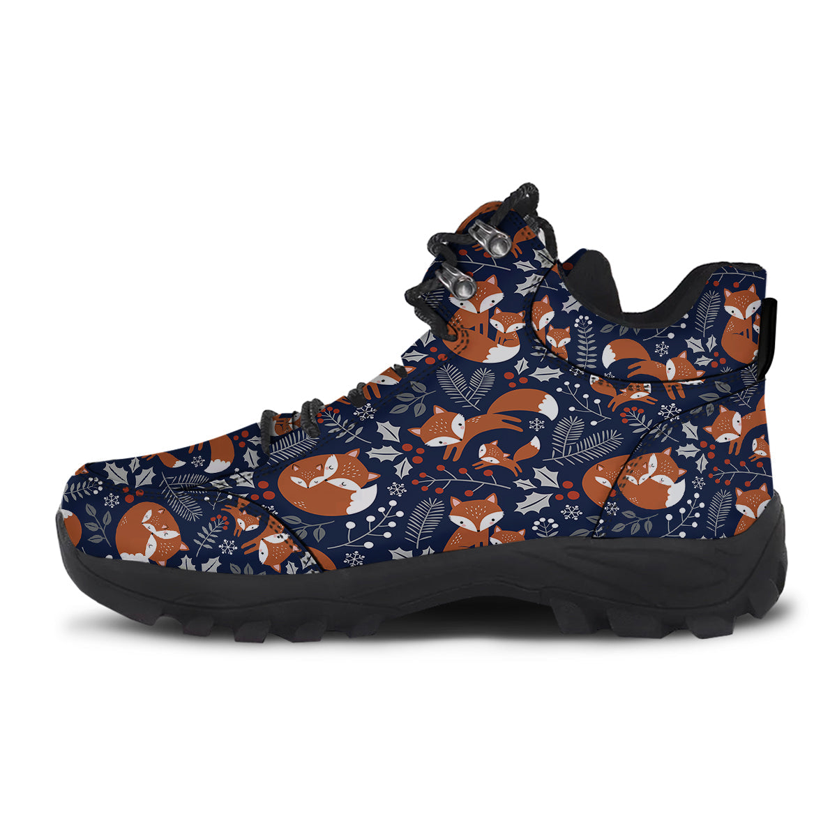 Fox Winter Print Pattern Hiking Shoes-grizzshop