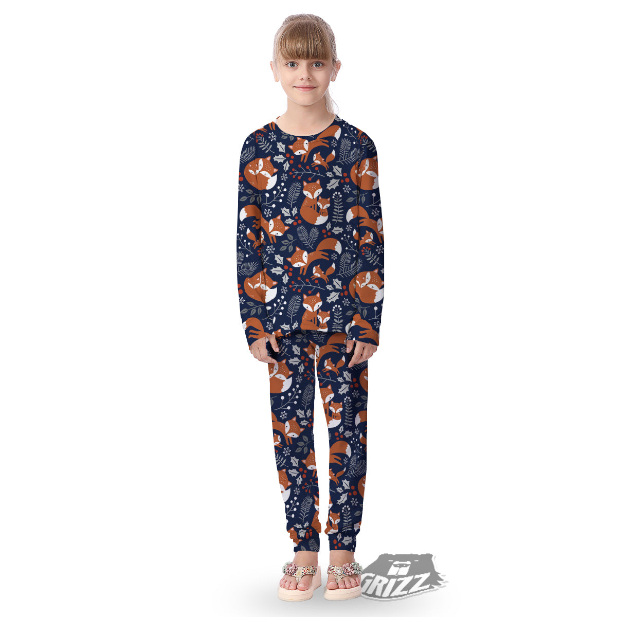 Fox Winter Print Pattern Kid's Pajamas-grizzshop