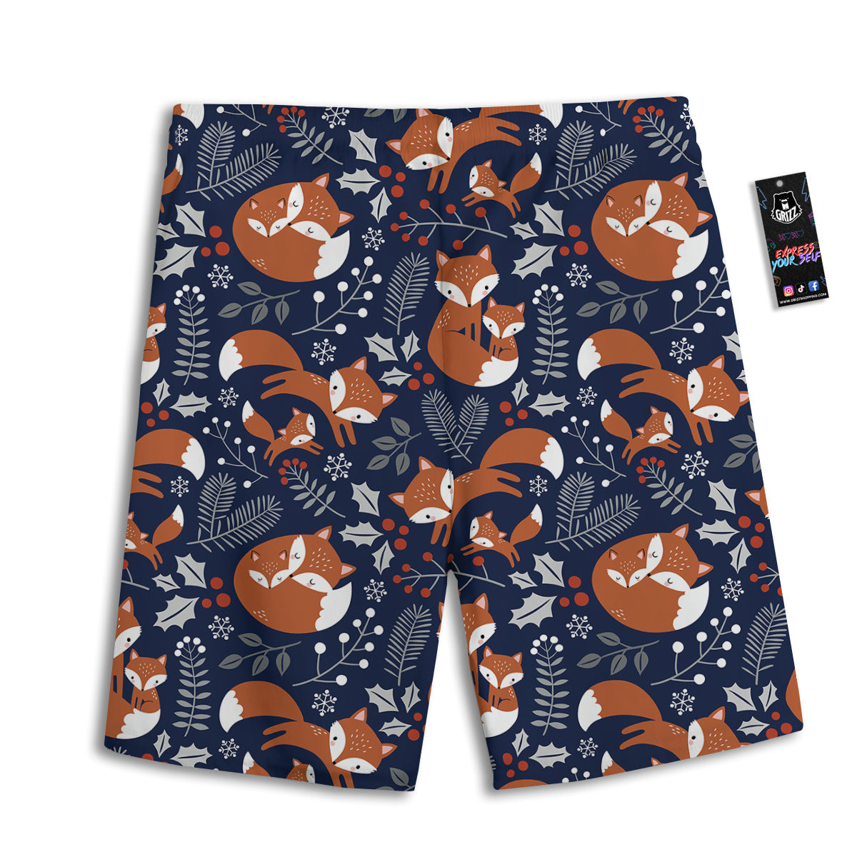 Fox Winter Print Pattern Men's Athletic Shorts