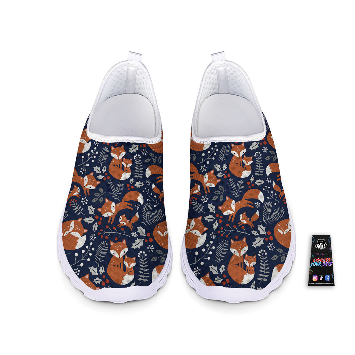 Fox Winter Print Pattern Nurse Shoes-grizzshop