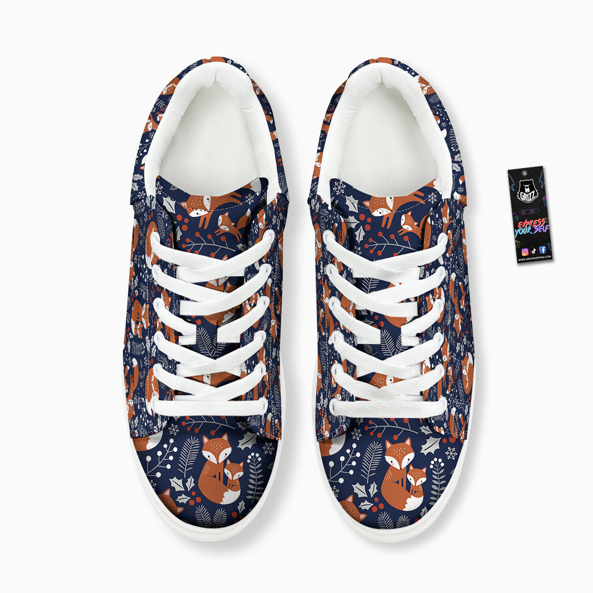 Fox Winter Print Pattern Platform Shoes-grizzshop