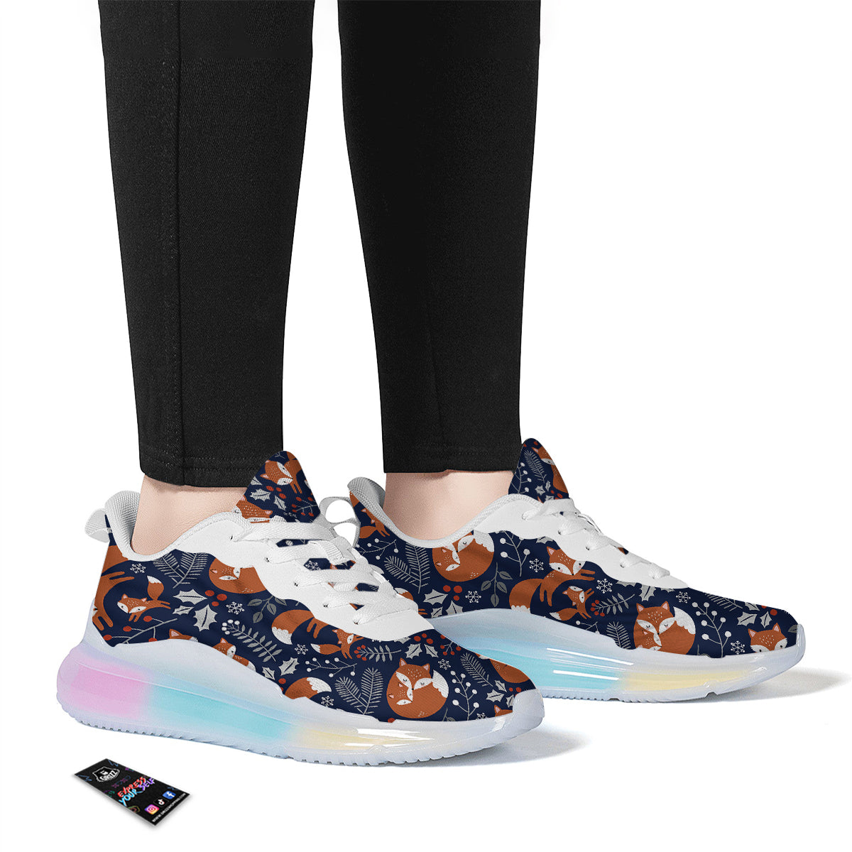 Fox Winter Print Pattern Running Sneakers-grizzshop