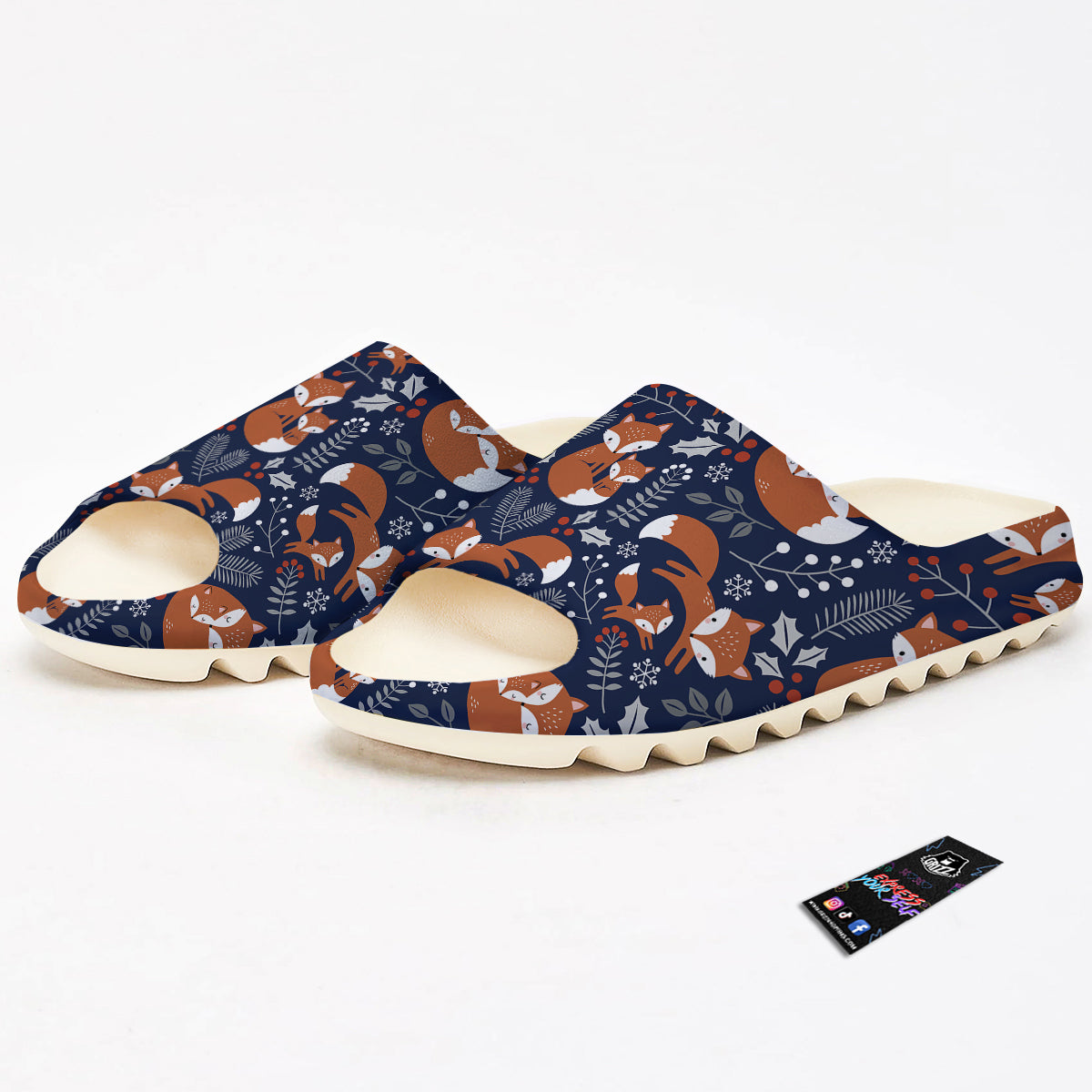 Fox Winter Print Pattern Sandals-grizzshop