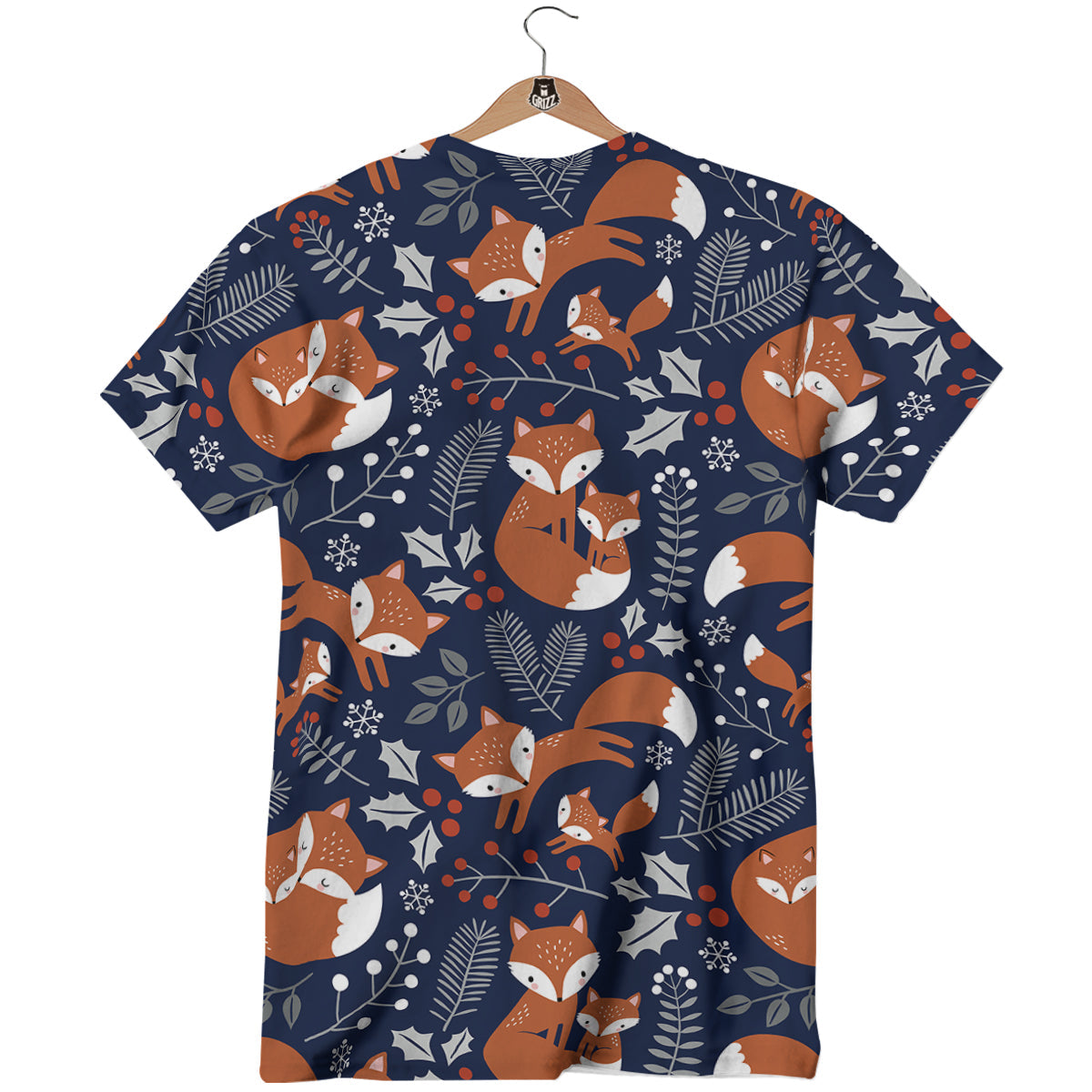 Fox Winter Print Pattern T-Shirt-grizzshop