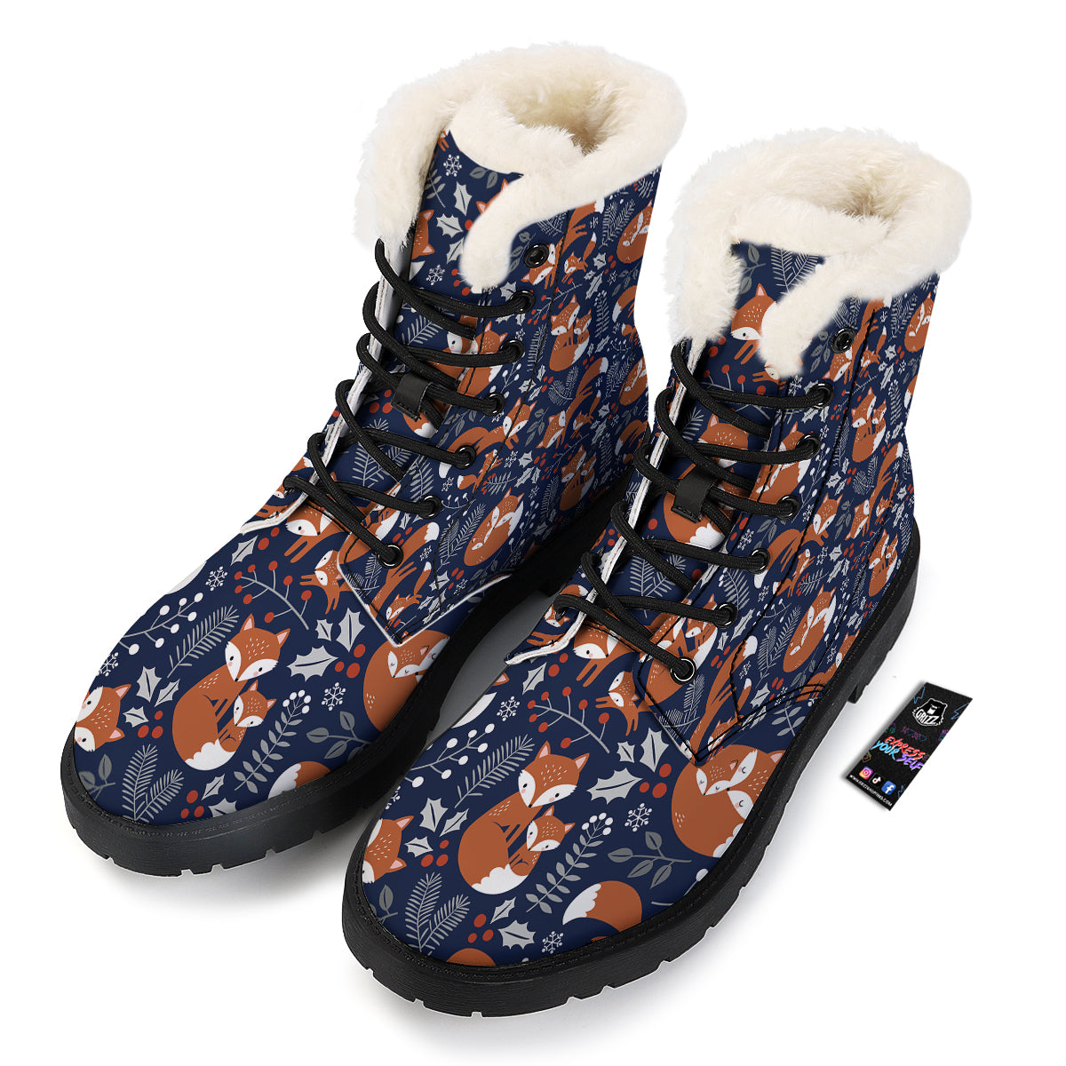 Fox Winter Print Pattern Winter Boots-grizzshop