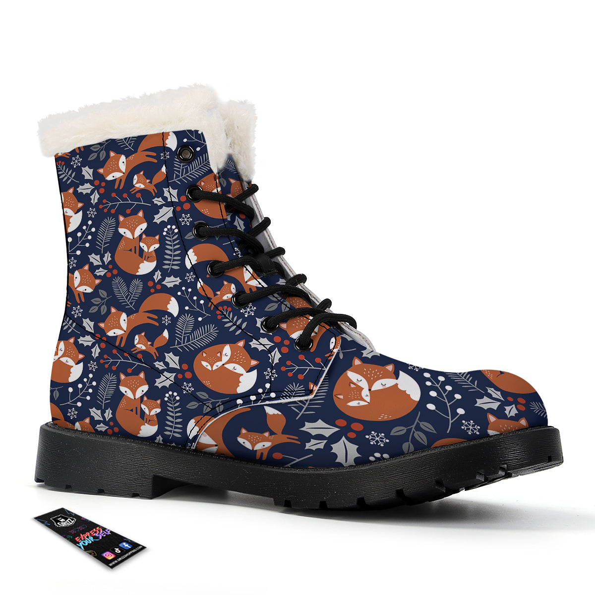 Fox Winter Print Pattern Winter Boots-grizzshop