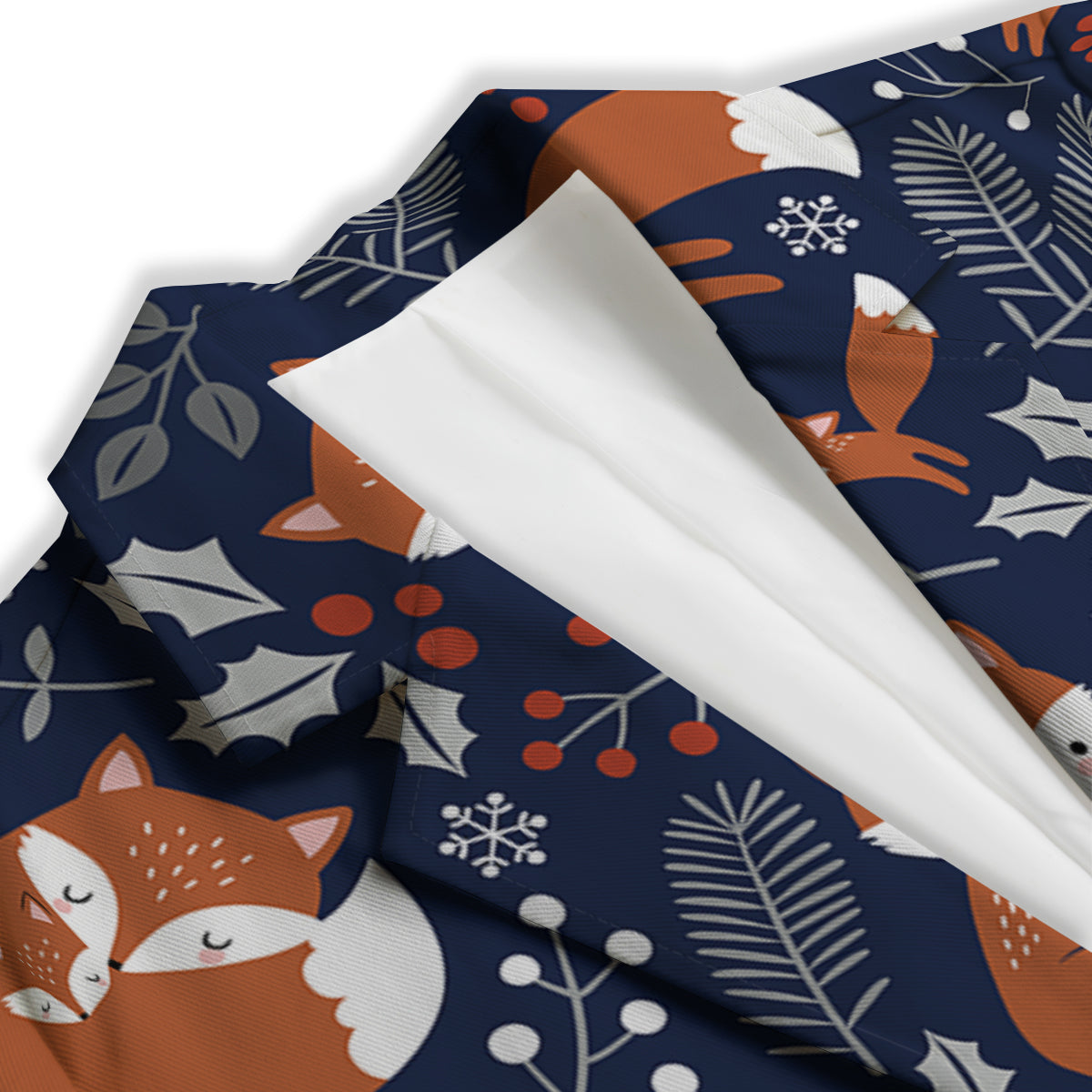 Fox Winter Print Pattern Women's Blazer-grizzshop