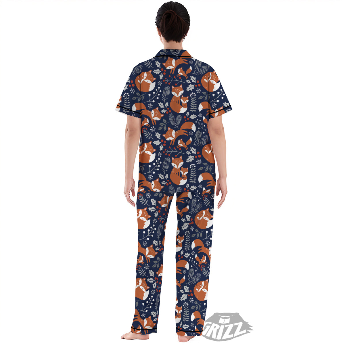 Fox Winter Print Pattern Women's Pajamas Set-grizzshop