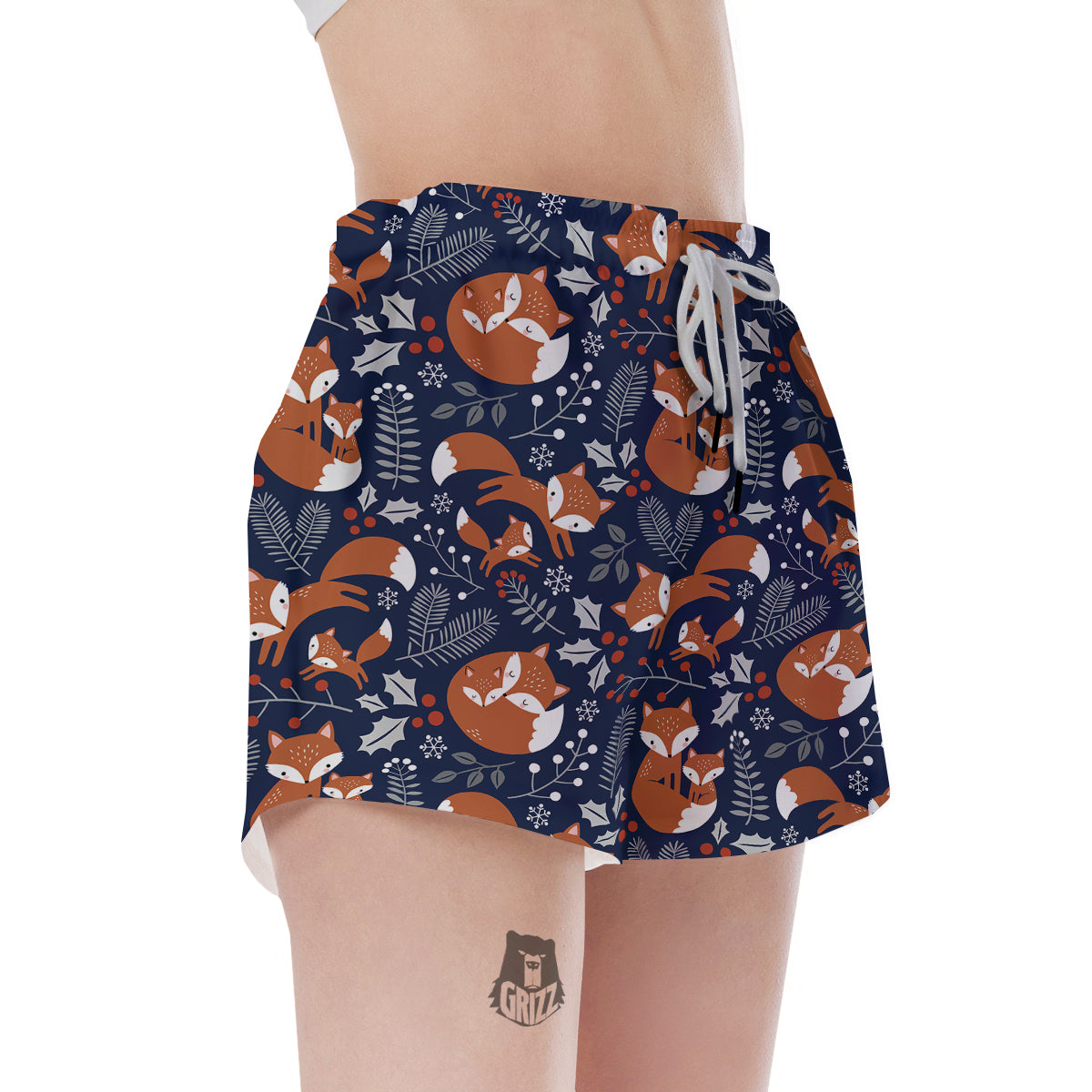 Fox Winter Print Pattern Women's Shorts-grizzshop