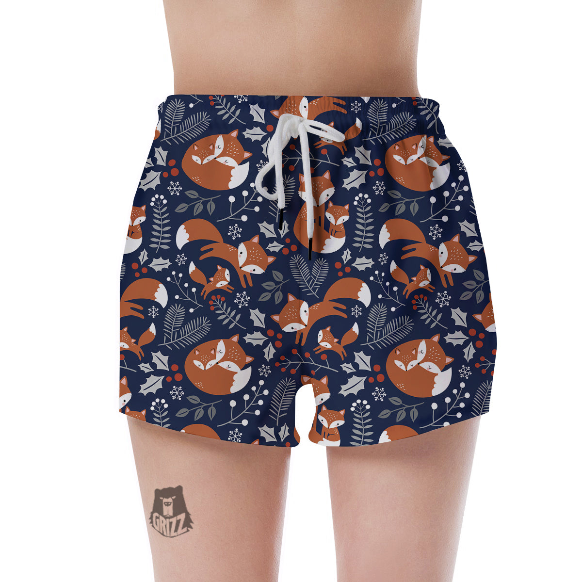Fox Winter Print Pattern Women's Shorts-grizzshop
