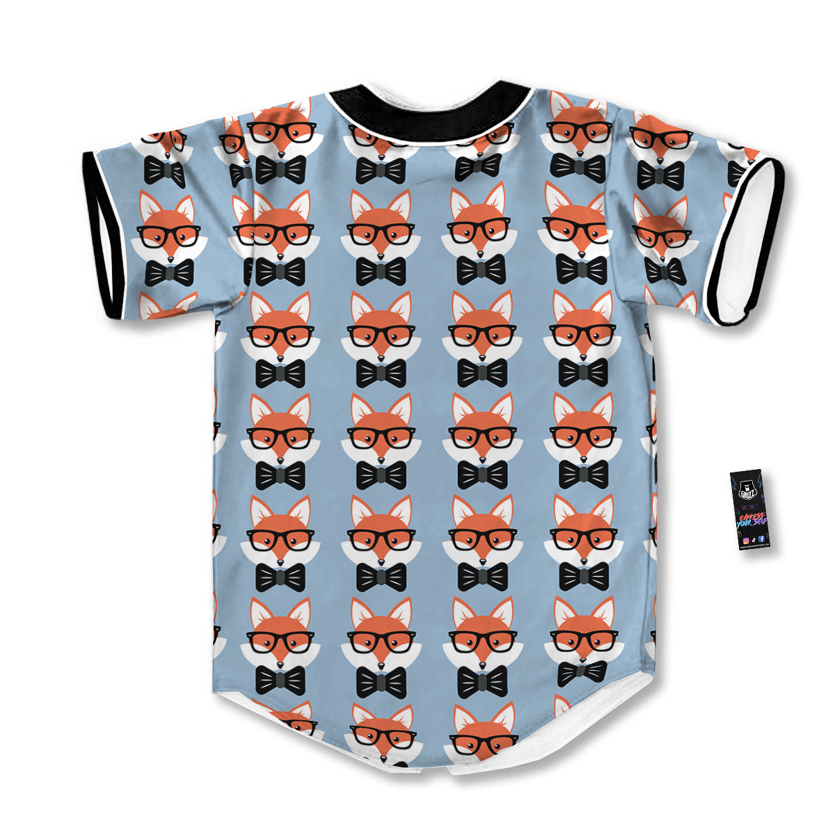 Fox With Glasses Print Pattern Baseball Jersey-grizzshop