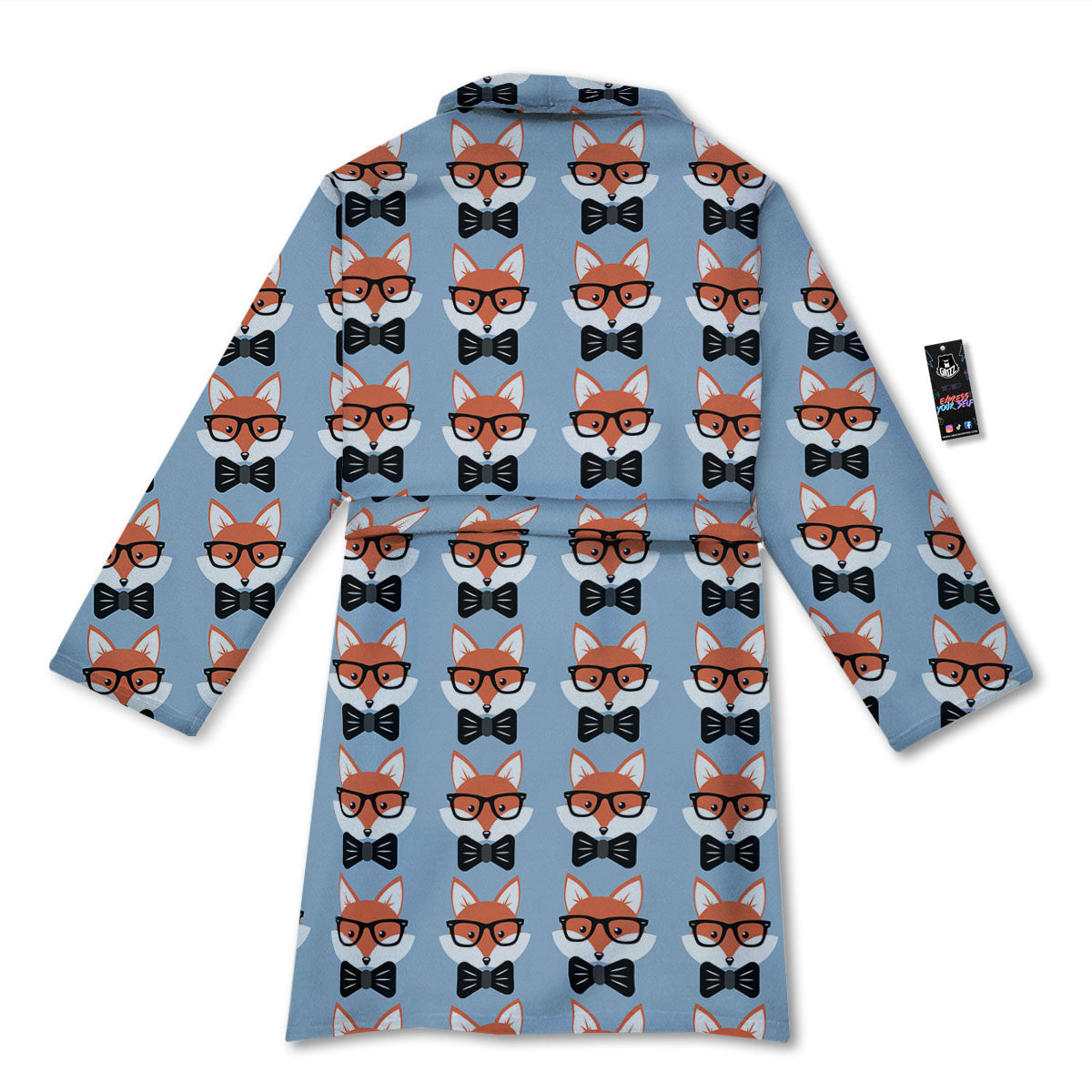 Fox With Glasses Print Pattern Bathrobe-grizzshop