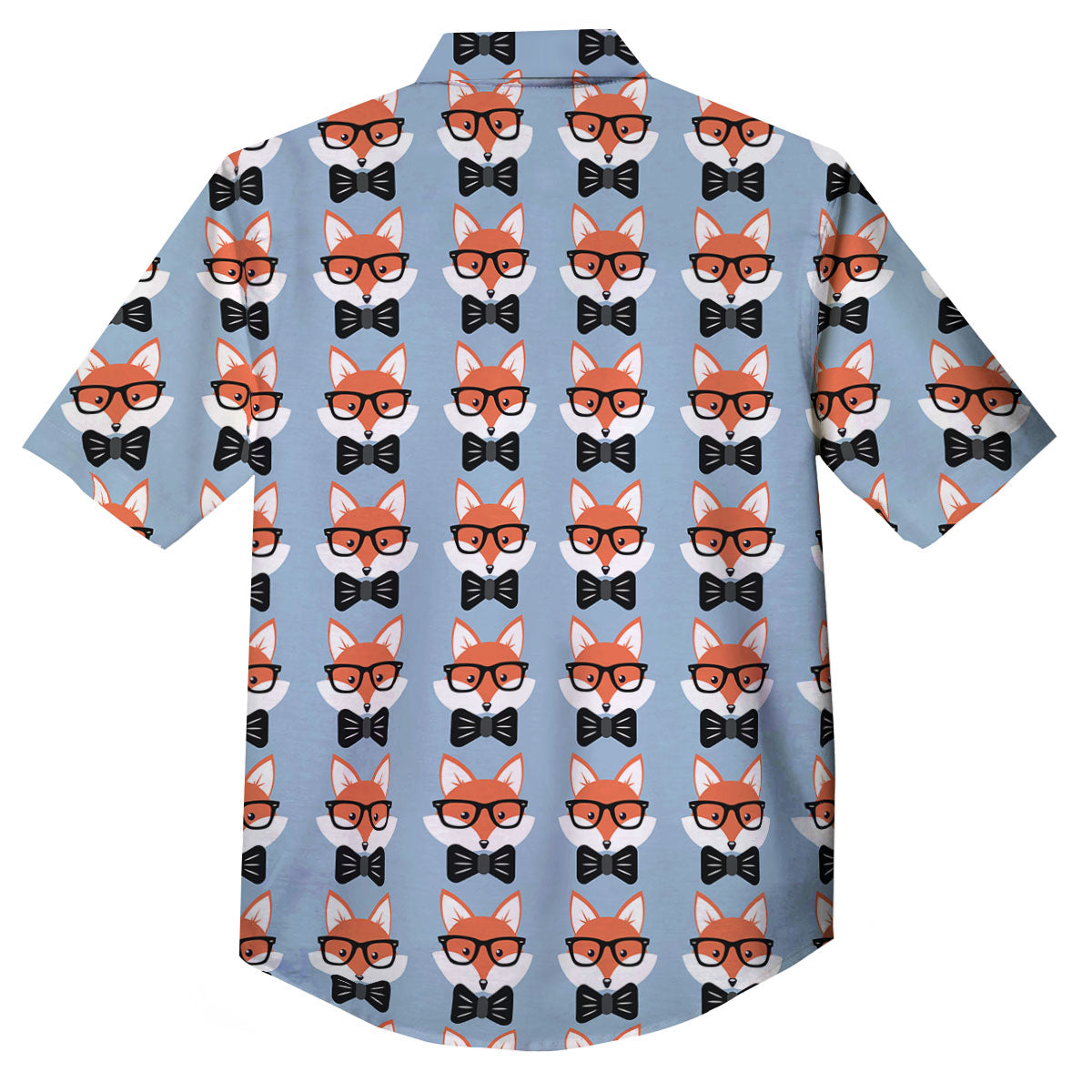 Fox With Glasses Print Pattern Button Up Shirt-grizzshop