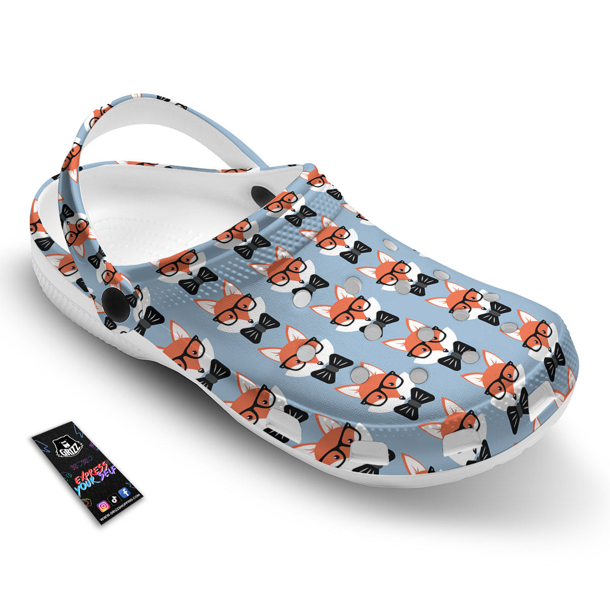 Fox With Glasses Print Pattern Clog-grizzshop