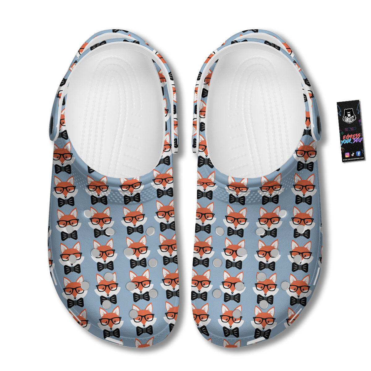 Fox With Glasses Print Pattern Clog-grizzshop