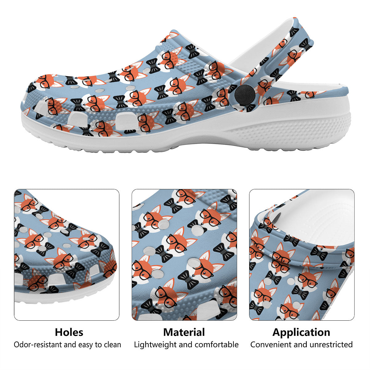 Fox With Glasses Print Pattern Clog-grizzshop