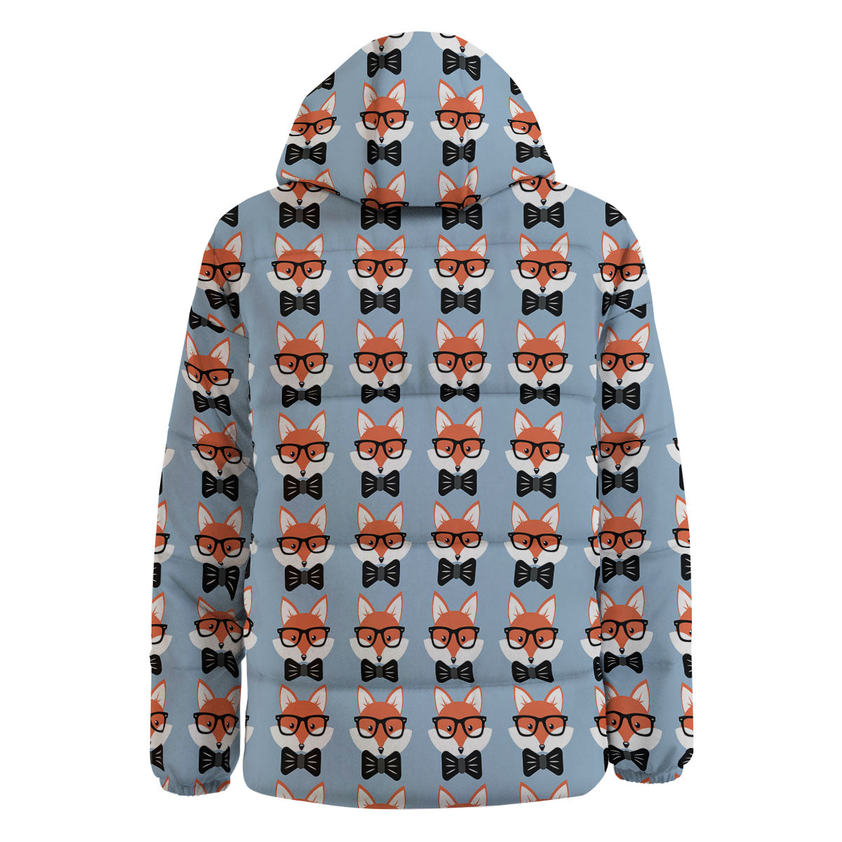 Fox With Glasses Print Pattern Down Jacket-grizzshop