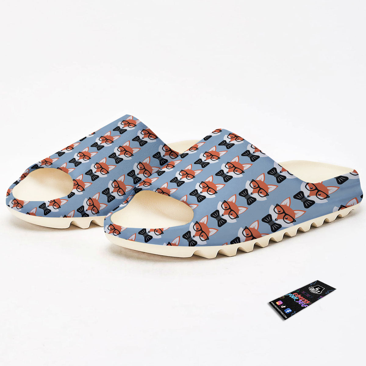 Fox With Glasses Print Pattern Sandals-grizzshop