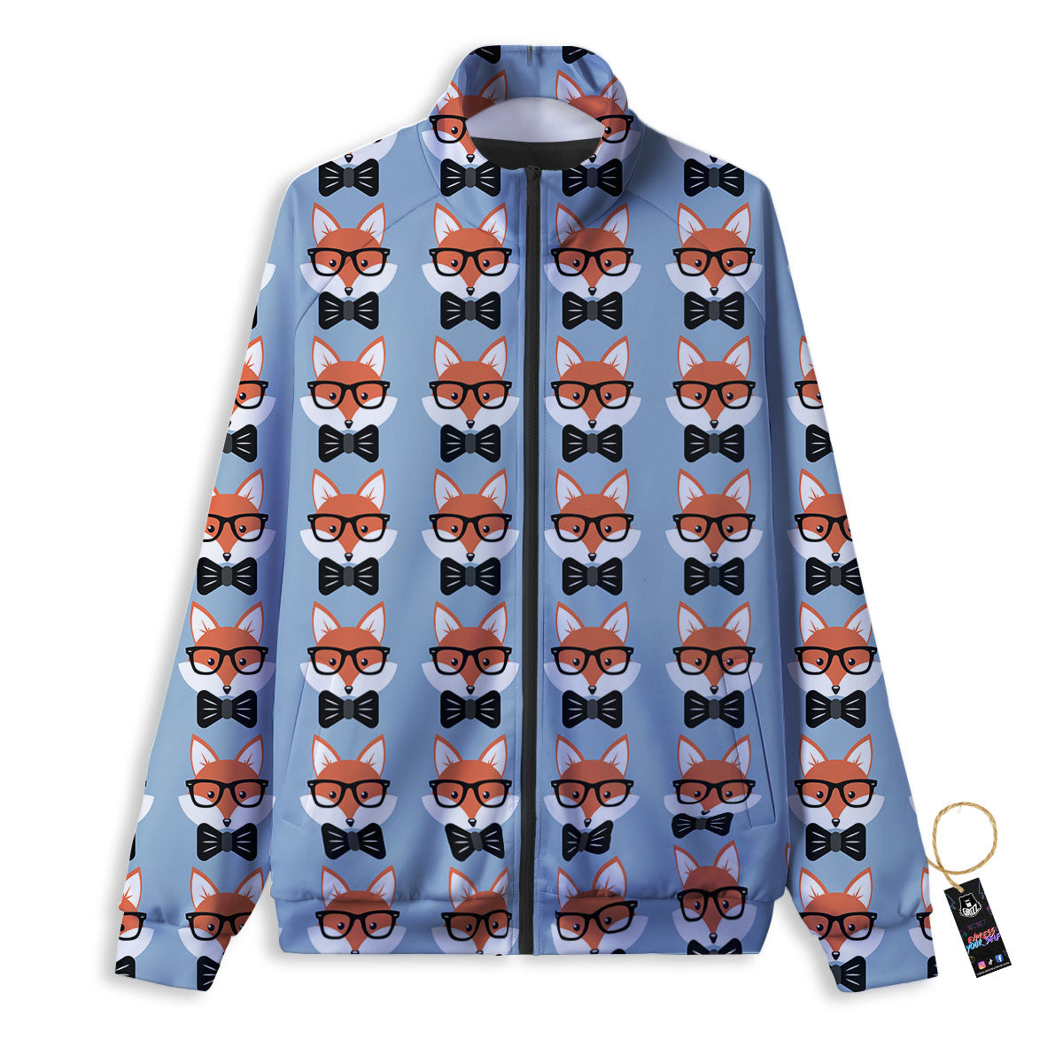 Fox With Glasses Print Pattern Track Jacket-grizzshop