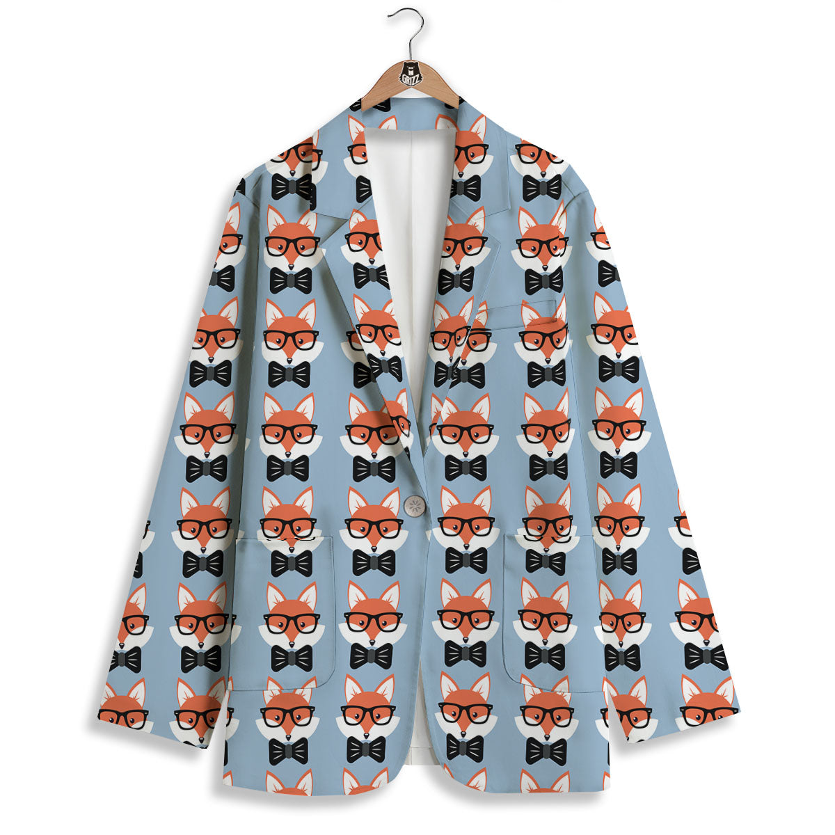 Fox With Glasses Print Pattern Women's Blazer-grizzshop