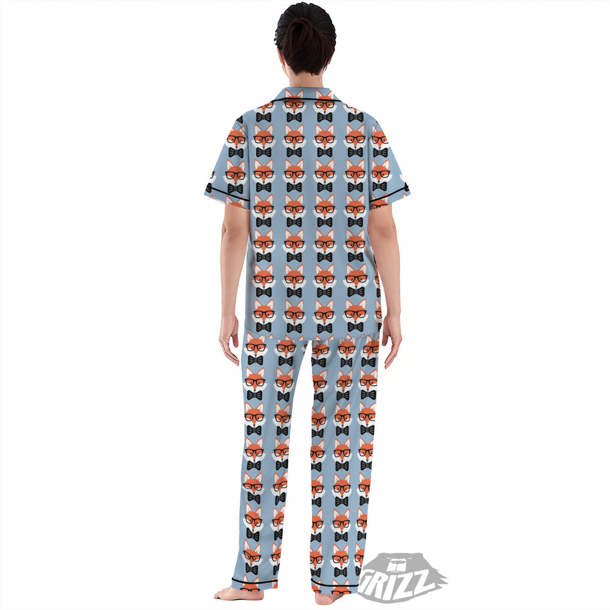 Fox With Glasses Print Pattern Women's Pajamas Set-grizzshop