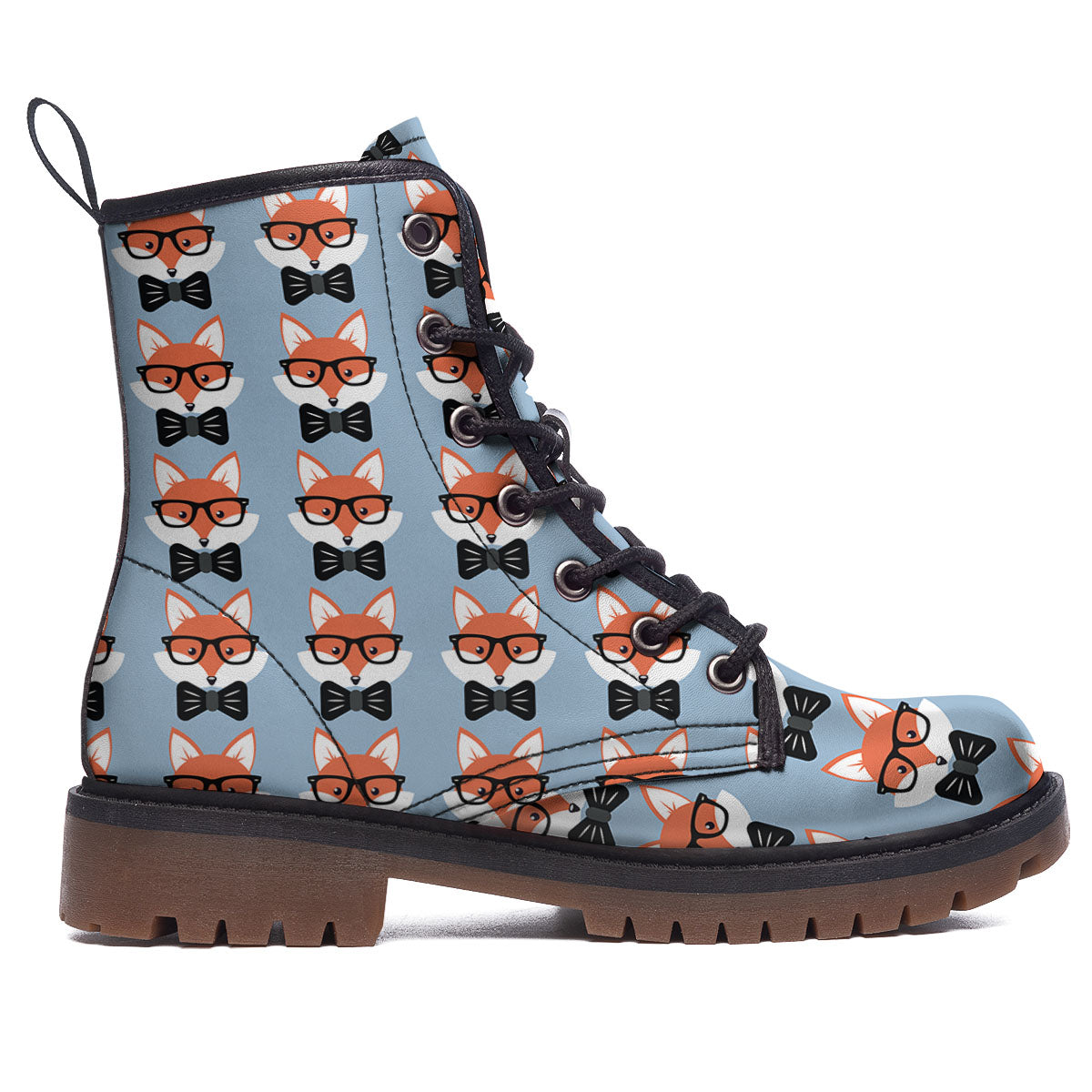 Fox With Glasses Print Pattern Work Boots-grizzshop