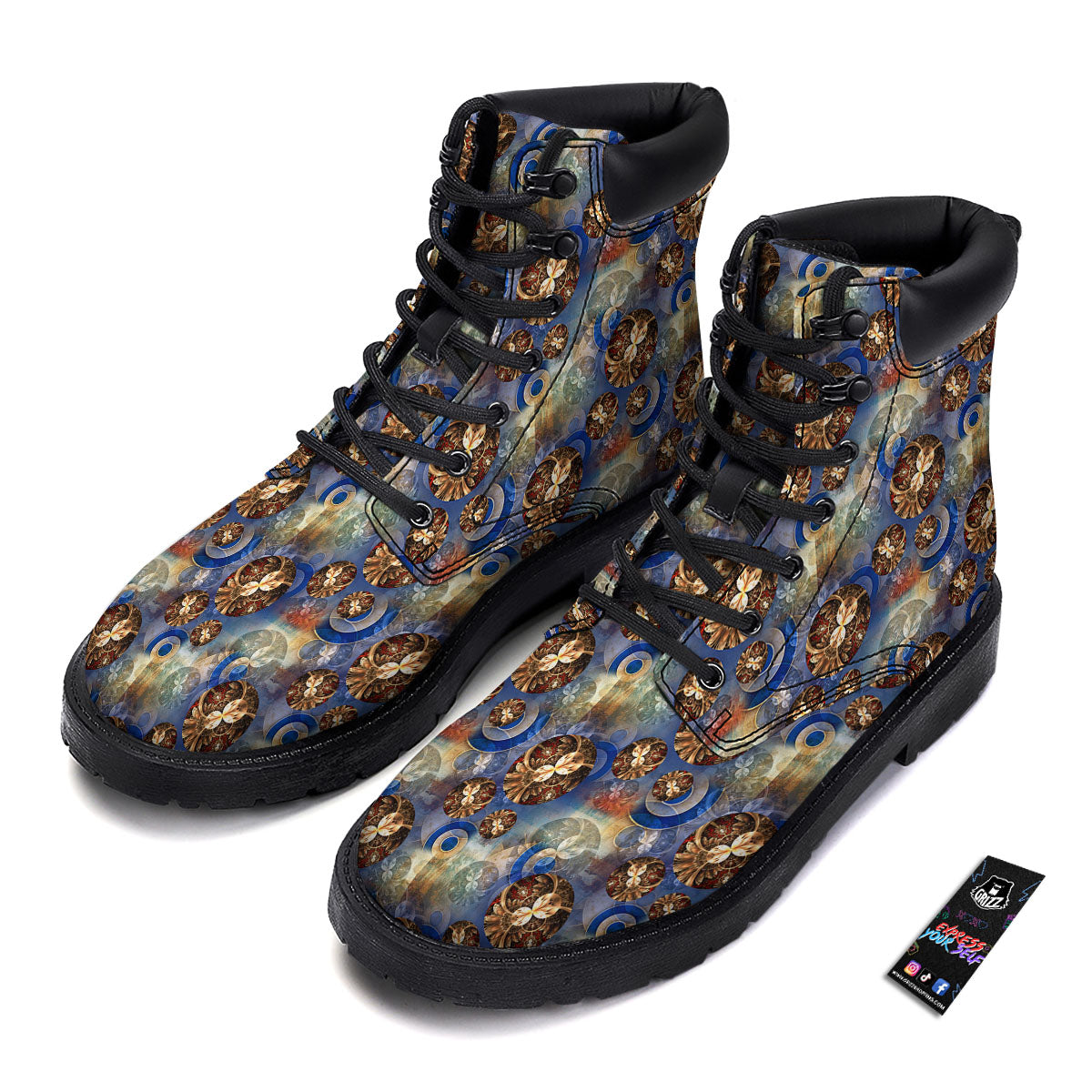 Fractal Abstract Print Boots-grizzshop