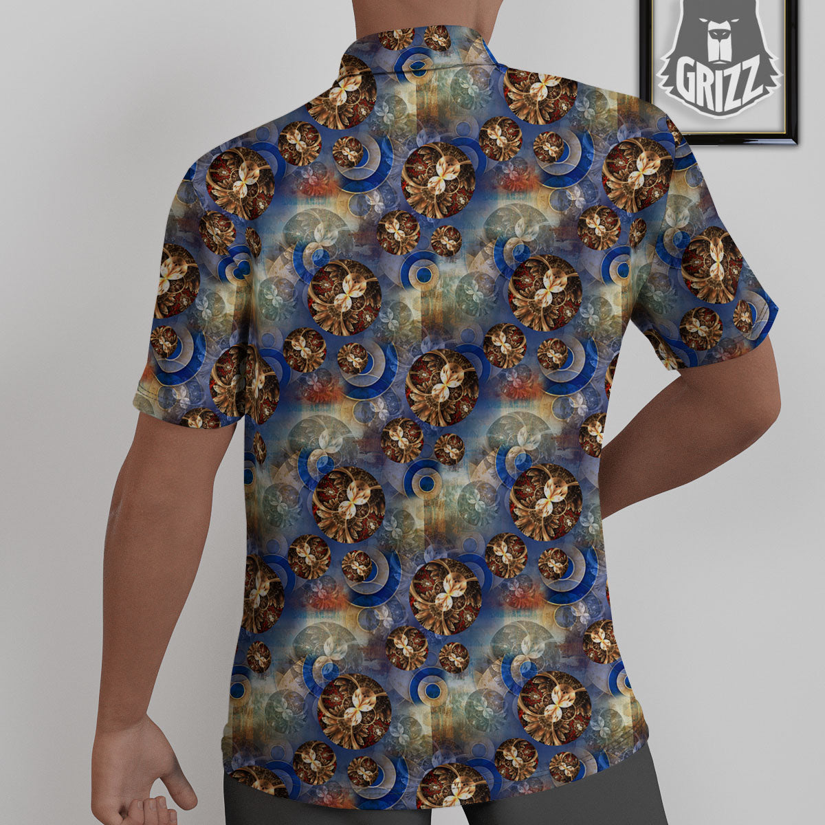 Fractal Abstract Print Untucked Shirts-grizzshop