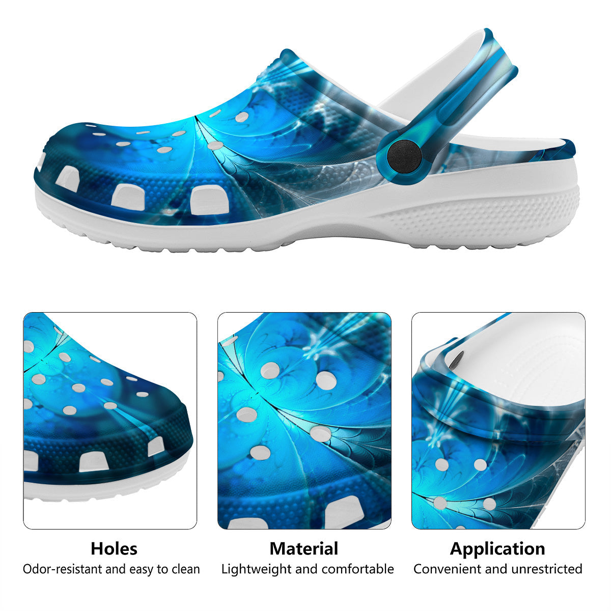 Fractal Blue Print Clog-grizzshop