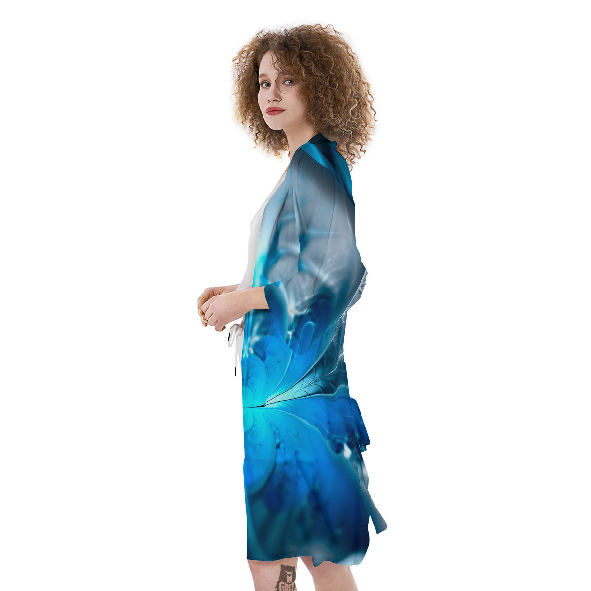 Fractal Blue Print Kimono-grizzshop