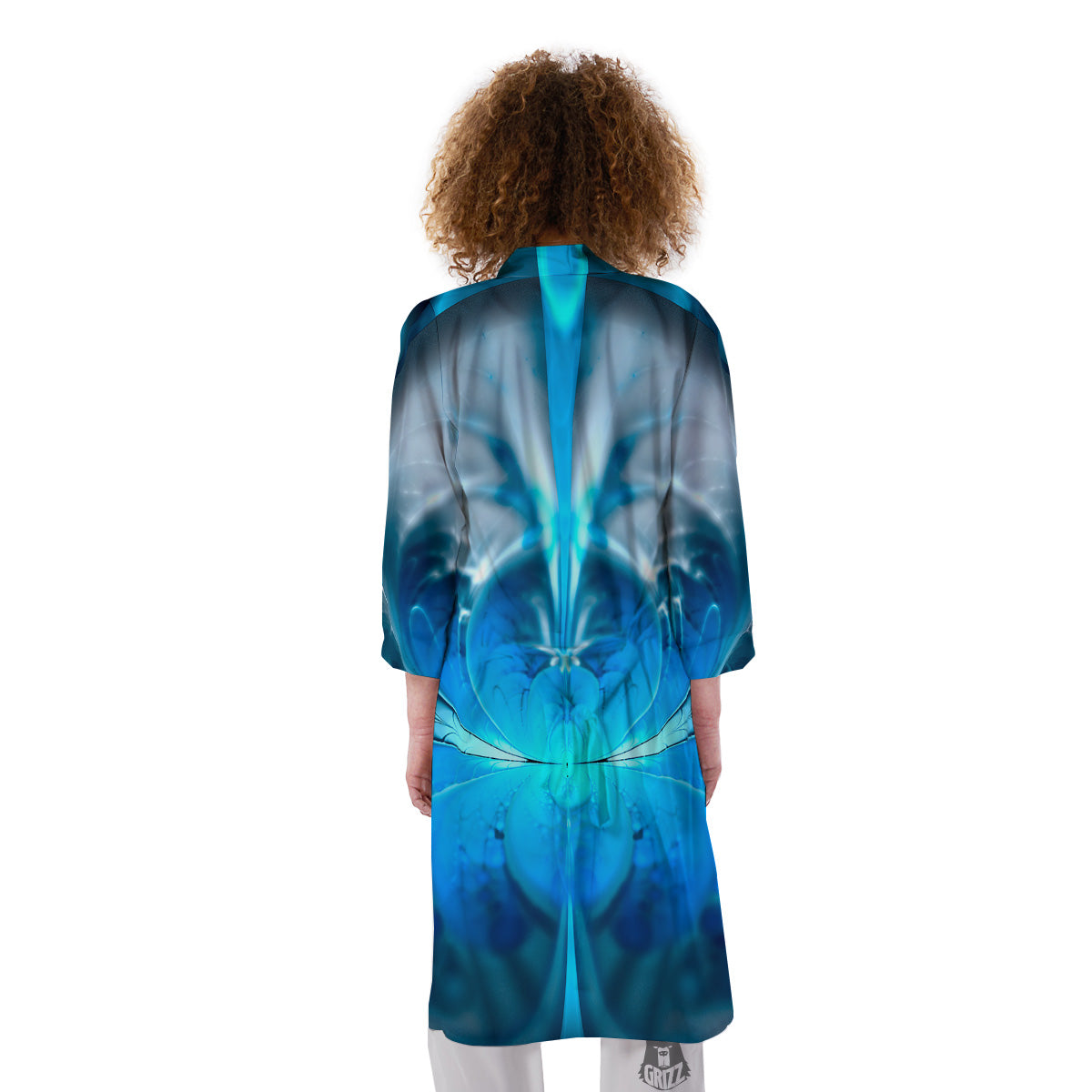 Fractal Blue Print Kimono-grizzshop