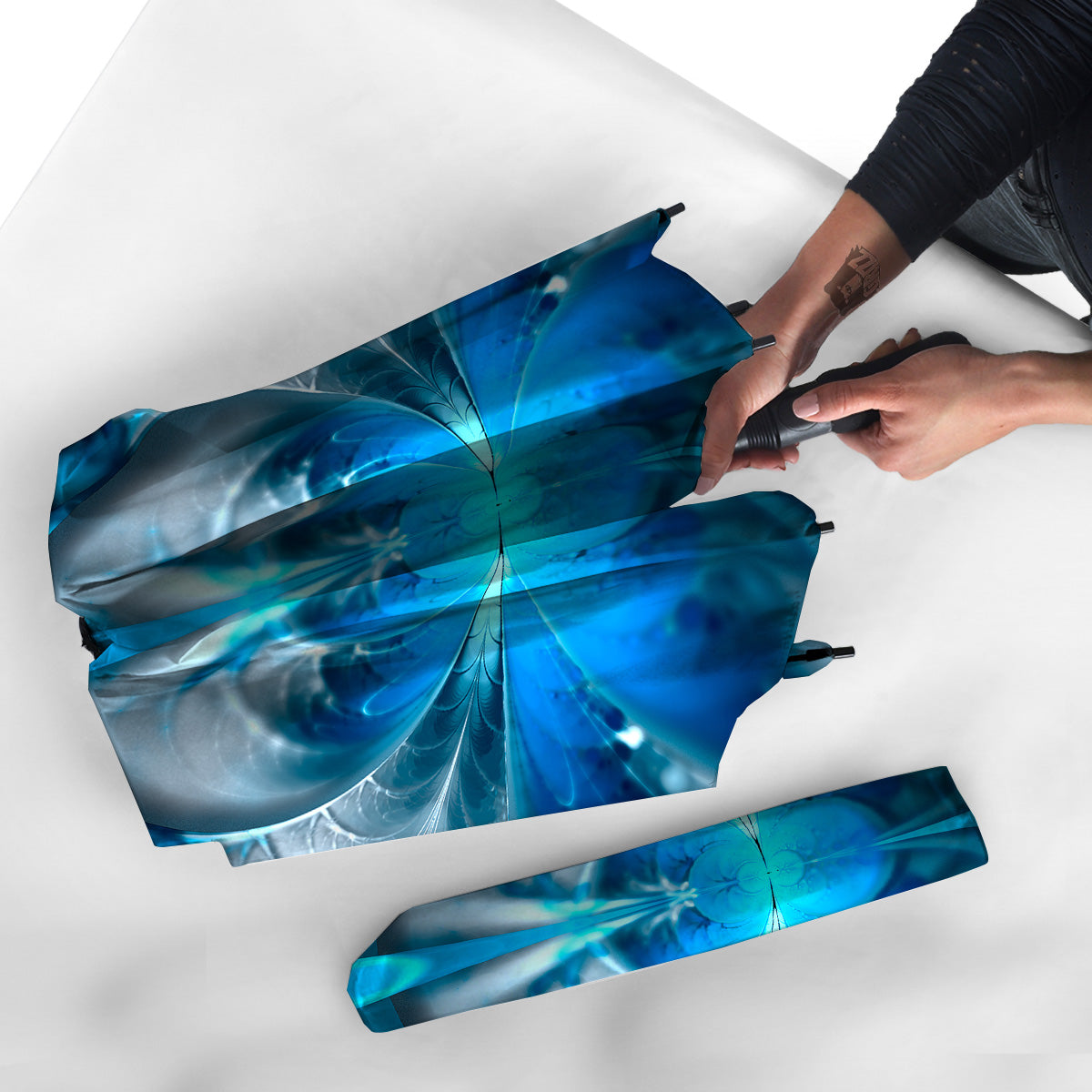 Fractal Blue Print Umbrella-grizzshop