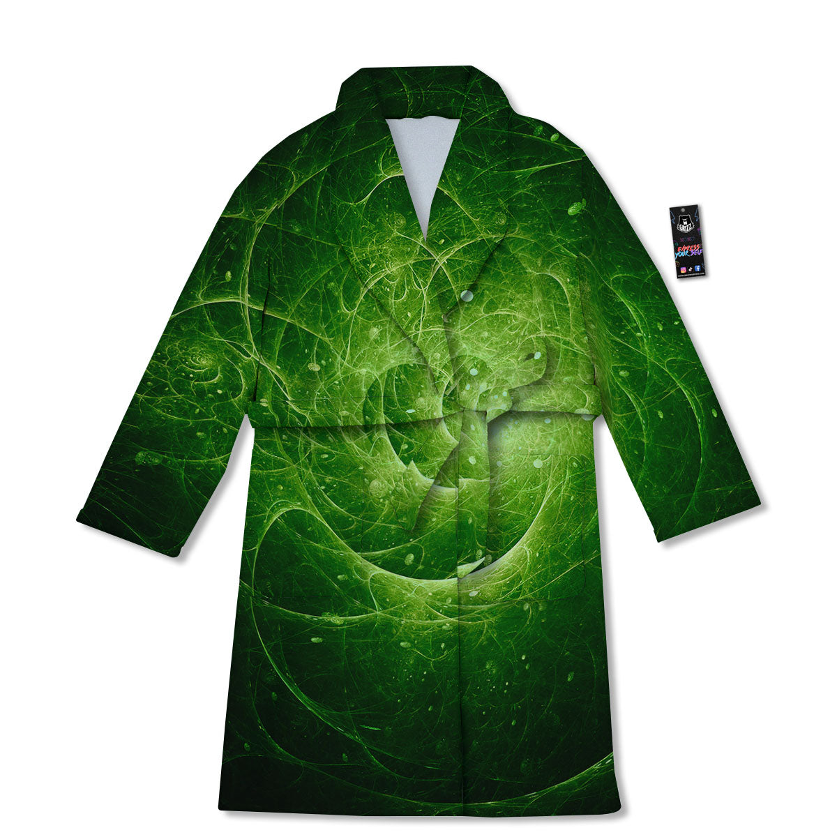 Fractal Green Print Bathrobe-grizzshop