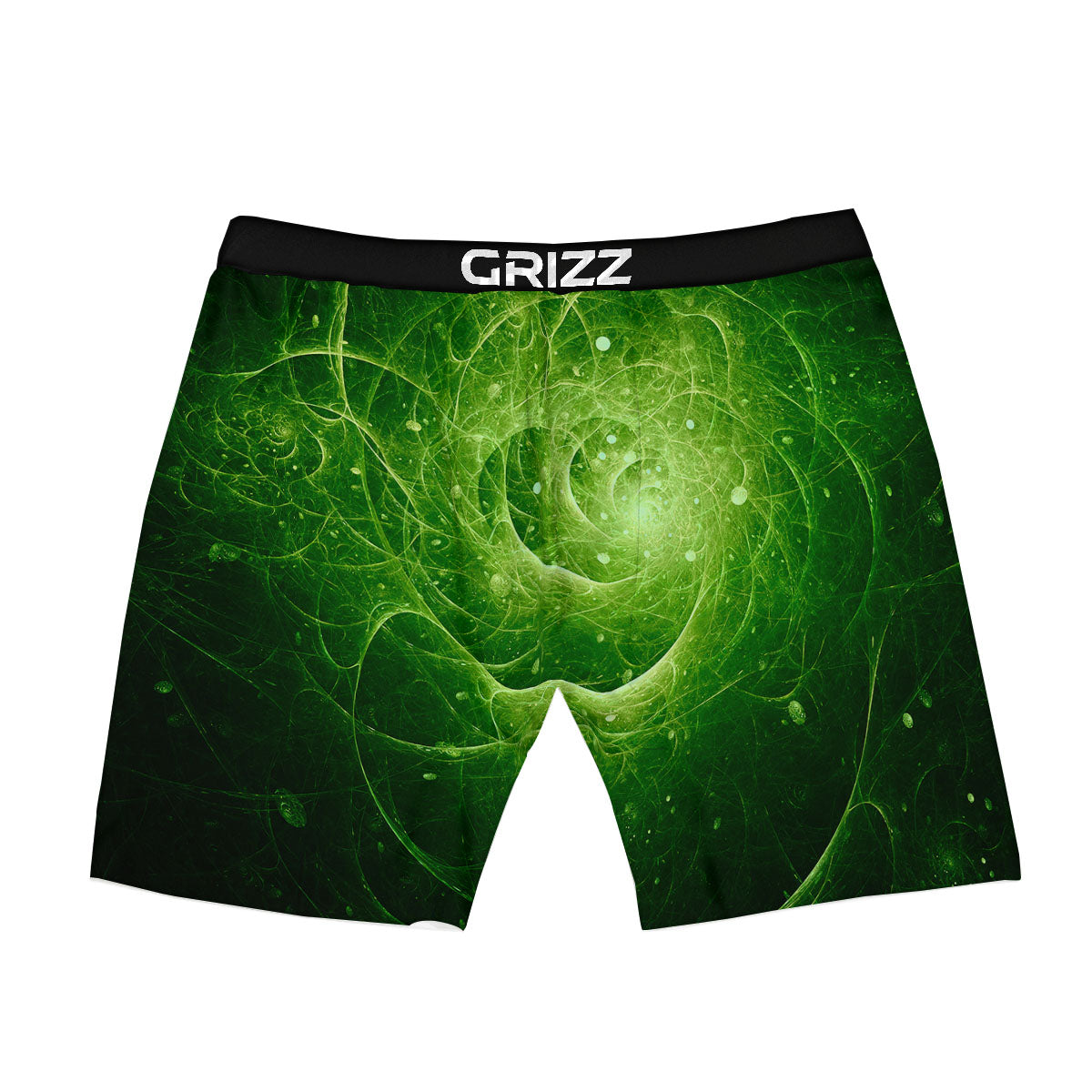 Fractal Green Print Boxer Briefs-grizzshop