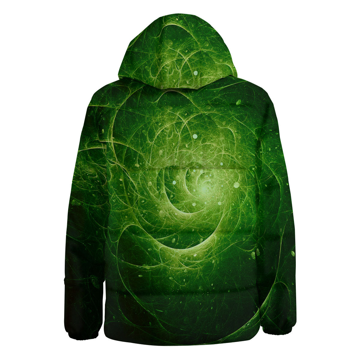 Fractal Green Print Down Jacket-grizzshop