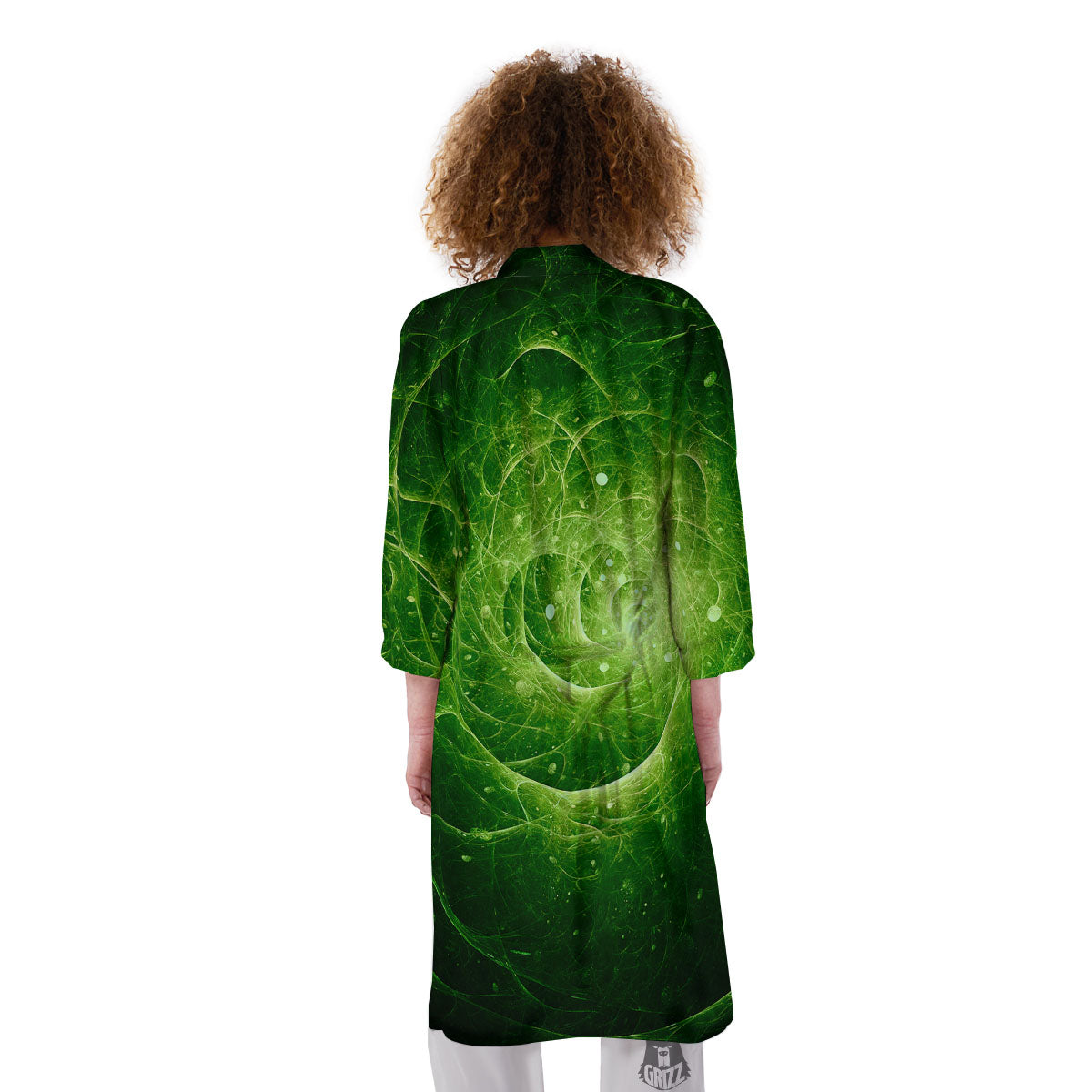 Fractal Green Print Kimono-grizzshop