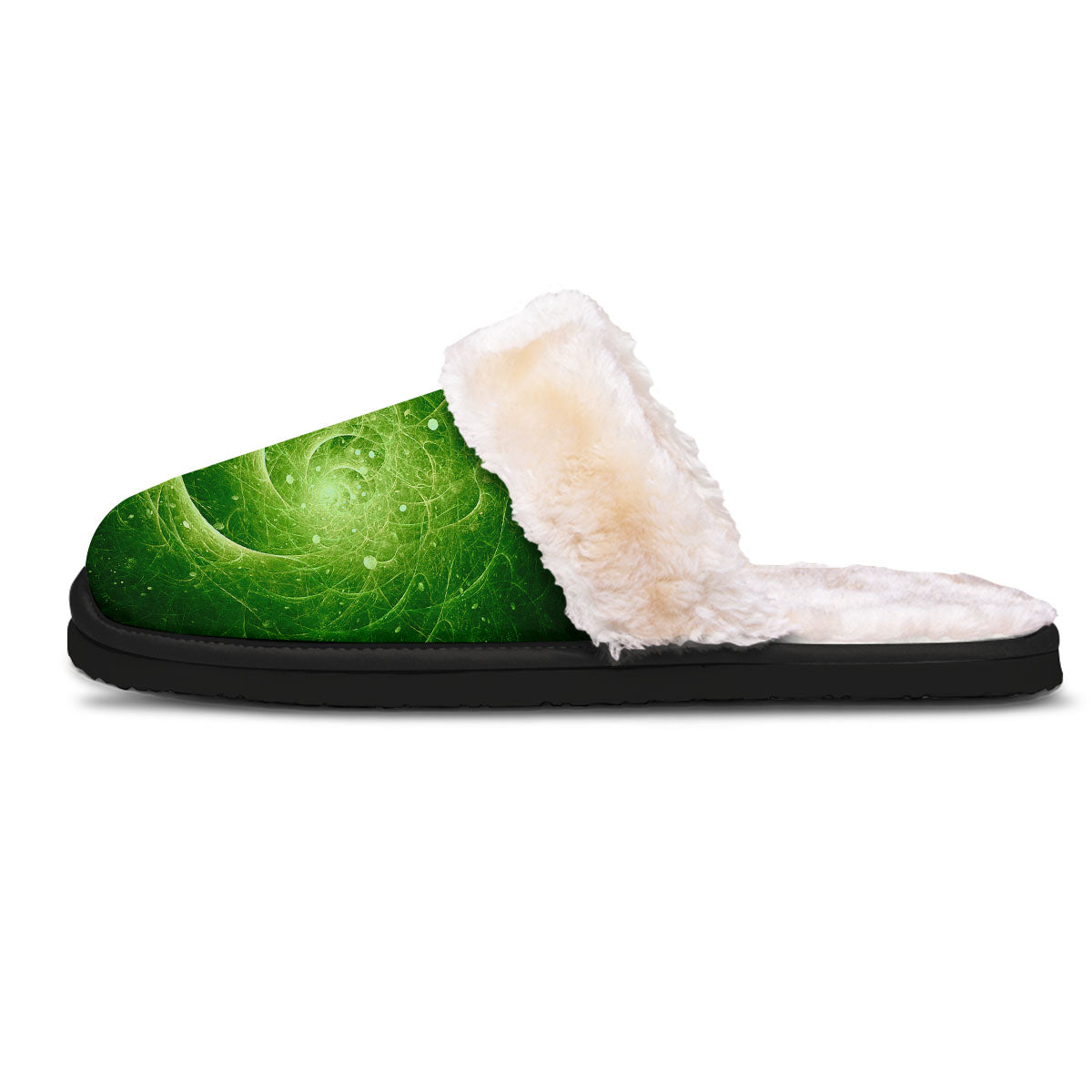Fractal Green Print Slippers-grizzshop