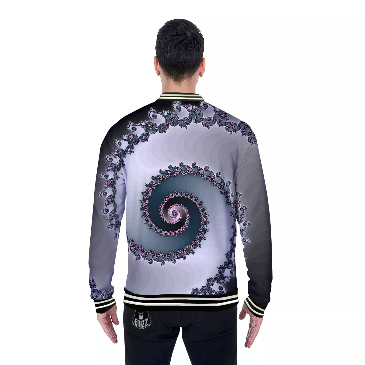 Fractal Infinite Print Baseball Jacket-grizzshop